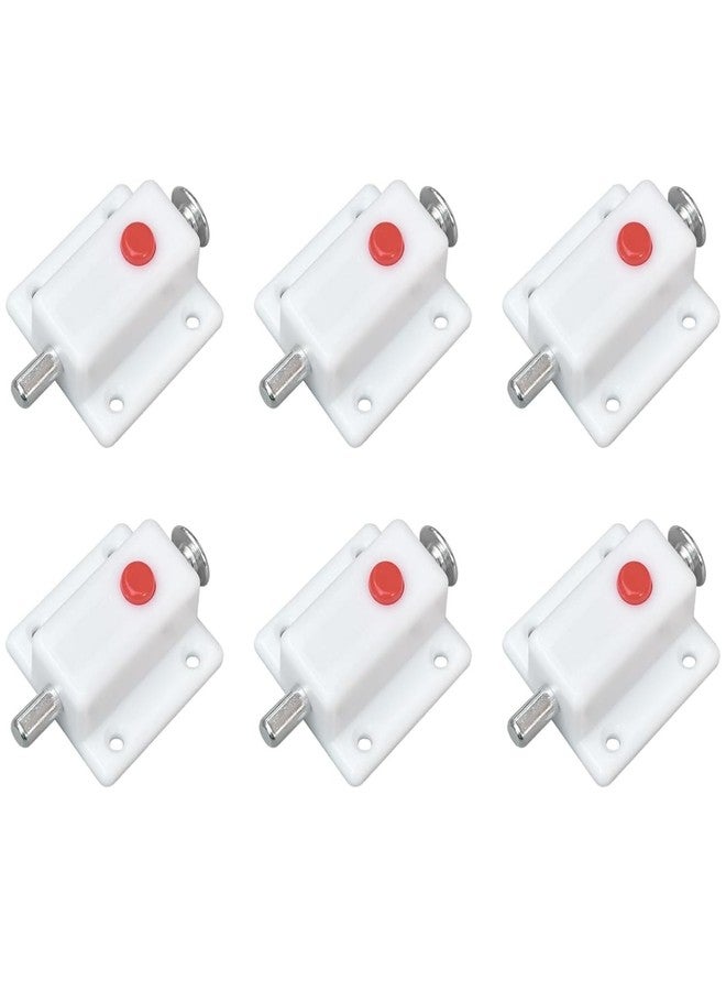 Valajogi 6 Pcs Spring Loaded Push Button Door Lock - Automatic Touch Release Cabinet Latch, Magnetic-Free Push to Open for Kitchen Cabinets, Drawers & Furniture Doors | Easy Installation (White) - Image 1